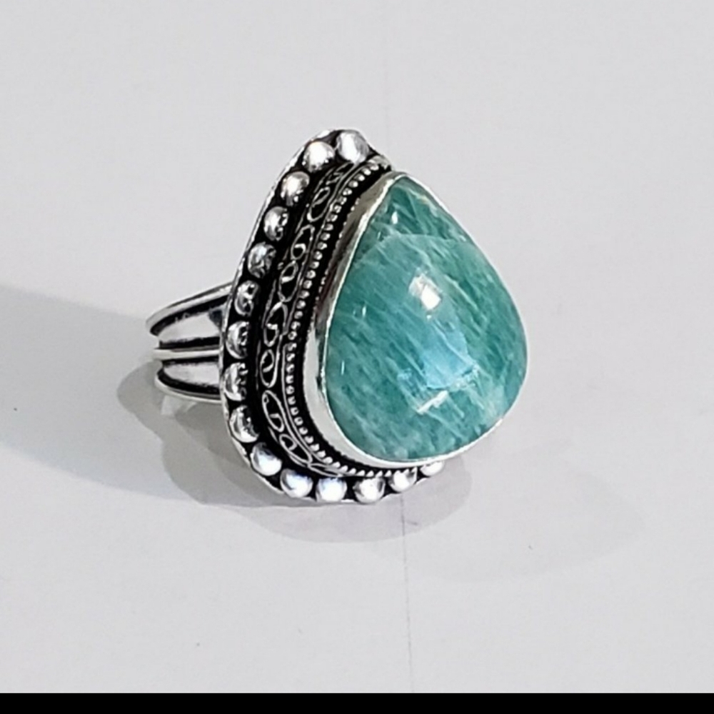 Amazonite Gemstone, 925 Silver Ring - image 2